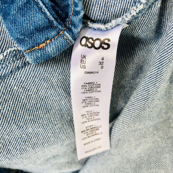 ASOS Women’s Denim Shirt with Plaid Back Yoke Chambray Y2K Western 90s Size 0 US - Picture 8 of 8